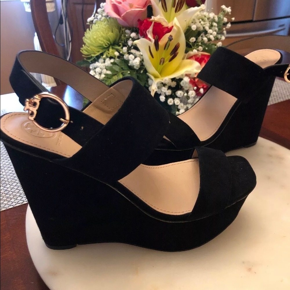 New Tory Burch Velvet wedges.